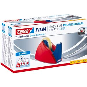 tesa UK tesa Easy Cut Professional Stable Table Dispenser for tesafilm for Processing Large Rolls of Adhesive Film Red/Blue tesa UK tesa Easy Cut Professional Stable Table Dispenser for tesafilm for Processing Large Rolls of Adhesive Film Red/Blue