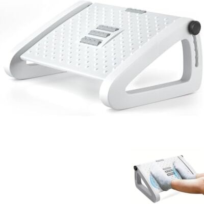 JORCEDI Ergonomic Foot Rest Under Desk with Massage Rollers, 6 Height Adjustable Office Footstool (44x30cm), Anti-Slip Footrest for Home Office, Improves Posture & Relieves Leg Fatigue (A,C) JORCEDI Ergonomic Foot Rest Under Desk with Massage Rollers, 6 Height Adjustable Office Footstool (44x30cm), Anti-Slip Footrest for Home Office, Improves Posture & Relieves Leg Fatigue (A,C)