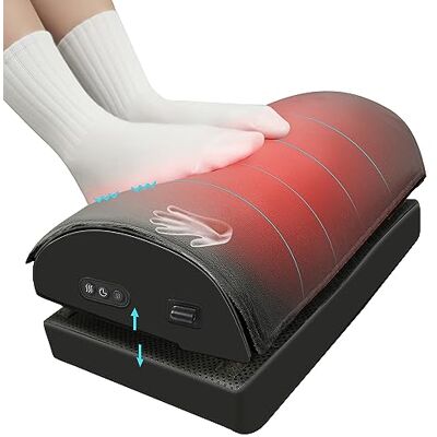 Snailax Foot Rest Under Desk, Heated Desk Footrest for Office Use with Vibration Massage, Feet Warmer with Double Layer Adjustable Height Snailax Foot Rest Under Desk, Heated Desk Footrest for Office Use with Vibration Massage, Feet Warmer with Double Layer Adjustable Height