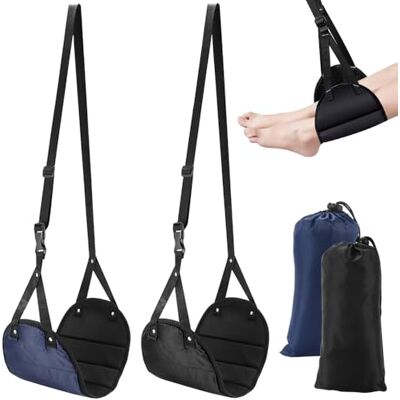 TRKETK 2 Pcs Airplane Footrest, Adjustable Flight Foot Rest for Adults & Kids Airplane Travel Accessories Portable Foot Hammock Under Desk Upgrade Comfort Leg Rest Pad for Long Flight (Black+Blue) TRKETK 2 Pcs Airplane Footrest, Adjustable Flight Foot Rest for Adults & Kids Airplane Travel Accessories Portable Foot Hammock Under Desk Upgrade Comfort Leg Rest Pad for Long Flight (Black+Blue)