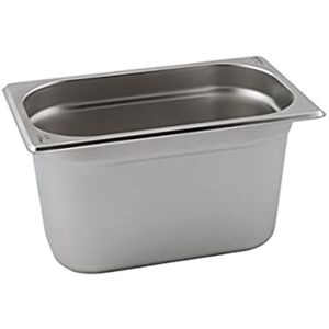 Genware GN14-200 Stainless Steel Gastronorm Pan, 1/4 GN, 265 mm Length, 164 mm Width, 200 mm Deep Genware GN14-200 Stainless Steel Gastronorm Pan, 1/4 GN, 265 mm Length, 164 mm Width, 200 mm Deep