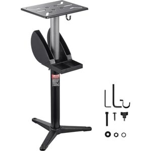 VEVOR Bench Grinder Stand, Bench Grinder Vise Floor Pedestal with 31.5 x 25.4 cm Mounting Plate, Height-Adjustable Pedestal Stand with Grinding Wheel Storage Compartment & Heavy-Duty Cast Iron Base VEVOR Bench Grinder Stand, Bench Grinder Vise Floor Pedestal with 31.5 x 25.4 cm Mounting Plate, Height-Adjustable Pedestal Stand with Grinding Wheel Storage Compartment & Heavy-Duty Cast Iron Base