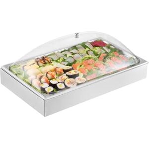 VEVOR Countertop Food Serving Display Container, 1 x 1 Pan Stainless Steel Food Serving Tray, Buffet Condiment Dispenser Display Rack with Clear Arc Lid & 3 Ice Trays, for Restaurant, Hotel, Party VEVOR Countertop Food Serving Display Container, 1 x 1 Pan Stainless Steel Food Serving Tray, Buffet Condiment Dispenser Display Rack with Clear Arc Lid & 3 Ice Trays, for Restaurant, Hotel, Party