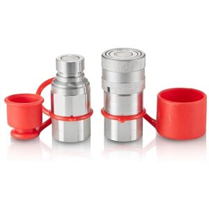 VEVOR LSQ-FF Flat Face 1/2" NPT Skid Steer Hydraulic Quick Connect Couplers with 2 Dust Caps (ISO16028), Silver, Φ38x129.3 mm VEVOR LSQ-FF Flat Face 1/2" NPT Skid Steer Hydraulic Quick Connect Couplers with 2 Dust Caps (ISO16028), Silver, Φ38x129.3 mm