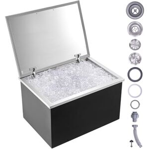 VEVOR Drop in Ice Chest, 28"L x 20"W x 17"H Stainless Steel Ice Cooler, Commercial Ice Bin with Hinged Cover, 40 qt Outdoor Kitchen Ice Bar, Drain-Pipe and Drain Plug Included, for Cold Wine Beer VEVOR Drop in Ice Chest, 28"L x 20"W x 17"H Stainless Steel Ice Cooler, Commercial Ice Bin with Hinged Cover, 40 qt Outdoor Kitchen Ice Bar, Drain-Pipe and Drain Plug Included, for Cold Wine Beer