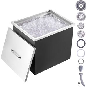 VEVOR Drop in Ice Chest, 21"L x 17"W x 18"H Stainless Steel Ice Cooler, Commercial Ice Bin with Cover, 40 qt Outdoor Kitchen Ice Bar, Drain-pipe and Drain Plug Included, for Cold Wine Beer VEVOR Drop in Ice Chest, 21"L x 17"W x 18"H Stainless Steel Ice Cooler, Commercial Ice Bin with Cover, 40 qt Outdoor Kitchen Ice Bar, Drain-pipe and Drain Plug Included, for Cold Wine Beer