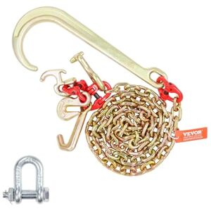 VEVOR J Hook Chain, 5/16" x 6' G80 15" Long Shank J Hook Tow Chain with RTJ Cluster Hook & Grab Hook, 5400 lbs Safe Working Load, Heavy Duty Transport Truck Chain for Wrecker Recovery Trailer Towing VEVOR J Hook Chain, 5/16" x 6' G80 15" Long Shank J Hook Tow Chain with RTJ Cluster Hook & Grab Hook, 5400 lbs Safe Working Load, Heavy Duty Transport Truck Chain for Wrecker Recovery Trailer Towing