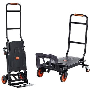 VEVOR 2-in-1 Aluminum Hand Truck 300 lbs Capacity Convertible Platform Cart and Dolly with Rubber Wheels VEVOR 2-in-1 Aluminum Hand Truck 300 lbs Capacity Convertible Platform Cart and Dolly with Rubber Wheels