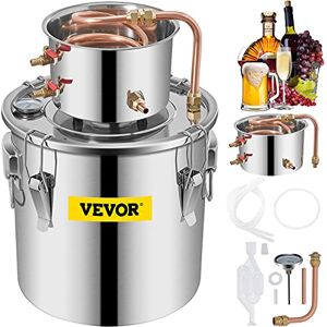 VEVOR KITGARN Moonshine Still Distiller 3Gal 12L 2pot Stainless Steel Distillation Pot Copper Tube Home Brewing Kit Build-in Thermometer for DIY Whisky Wine Brandy Sliver VEVOR KITGARN Moonshine Still Distiller 3Gal 12L 2pot Stainless Steel Distillation Pot Copper Tube Home Brewing Kit Build-in Thermometer for DIY Whisky Wine Brandy Sliver