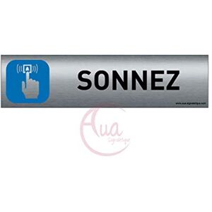 AUA SIGNALETIQUE Plaque de porte aluminium brossé imprimé -Dimensions 200 x 50 mm Double face adhésif au dos Impression UV directement sur l'aluminium (Pas de contre collage) (Sonnez) AUA SIGNALETIQUE Plaque de porte aluminium brossé imprimé -Dimensions 200 x 50 mm Double face adhésif au dos Impression UV directement sur l'aluminium (Pas de contre collage) (Sonnez)