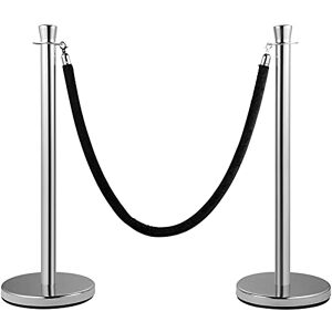 VEVOR Crowd Control Stanchion, Set of 2 Pieces Stanchion Set, Stanchion Set with 5 ft/1.5 m Black Velvet Rope, Silver Crowd Control Barrier with Sturdy Concrete and Metal Base Easy Connect Assembly VEVOR Crowd Control Stanchion, Set of 2 Pieces Stanchion Set, Stanchion Set with 5 ft/1.5 m Black Velvet Rope, Silver Crowd Control Barrier with Sturdy Concrete and Metal Base Easy Connect Assembly