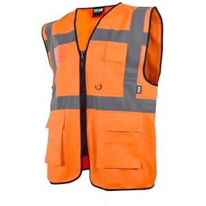 Scan Hi-Vis Utility Vest Waistcoat Orange Railway Standard RIS-3279-TOM Size: XL Scan Hi-Vis Utility Vest Waistcoat Orange Railway Standard RIS-3279-TOM Size: XL