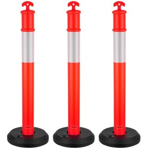 VEVOR 3 Pack Traffic Delineator Posts, 1140 mm Traffic Safety Cones with Fillable Base and Reflective Strips, Heavy Duty Delineator Posts for Construction Site, Parking Lot, Crowd Control, Red VEVOR 3 Pack Traffic Delineator Posts, 1140 mm Traffic Safety Cones with Fillable Base and Reflective Strips, Heavy Duty Delineator Posts for Construction Site, Parking Lot, Crowd Control, Red
