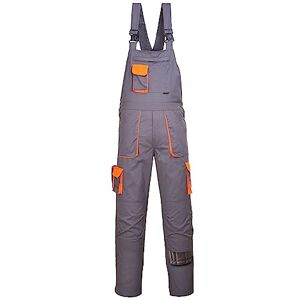 Portwest TX12 Men's Texo Contrast Bib and Brace Work Overalls Workwear Dungarees with Storage Knee Pad Pockets Adjustable Fit Elasticated Back, Grey, XS Portwest TX12 Men's Texo Contrast Bib and Brace Work Overalls Workwear Dungarees with Storage Knee Pad Pockets Adjustable Fit Elasticated Back, Grey, XS