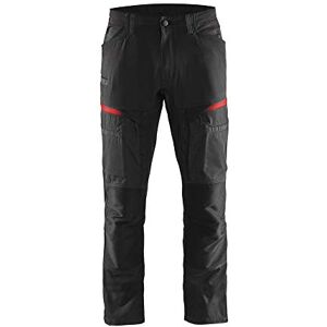 BLÅKLÄDER Blaklader 145618459956C58 Service Work Trousers with Stretch, Black/Red, Size C58 BLÅKLÄDER Blaklader 145618459956C58 Service Work Trousers with Stretch, Black/Red, Size C58