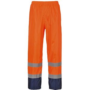Portwest H444 Hi Vis Waterproof Rain Trousers Reflective Lightweight Contrast Safety Pants Class 1 Orange/Navy, Portwest H444 Hi Vis Waterproof Rain Trousers Reflective Lightweight Contrast Safety Pants Class 1 Orange/Navy,