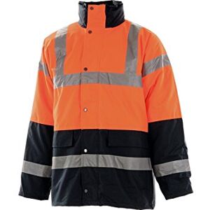 Portwest S467 Men's Hi Vis Contrast Winter Traffic Jacket EN342 CE Certified Waterproof Quilt Lined Storm Flap Reflective Tape Hood Safety Coat, Orange, Large Portwest S467 Men's Hi Vis Contrast Winter Traffic Jacket EN342 CE Certified Waterproof Quilt Lined Storm Flap Reflective Tape Hood Safety Coat, Orange, Large