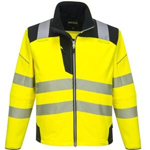 Portwest T402 Men's PW3 Hi Vis Safety Jacket Windproof Water Resistant High Visibility Reflective Softshell Jacket Yellow/Black, 4X-Large Portwest T402 Men's PW3 Hi Vis Safety Jacket Windproof Water Resistant High Visibility Reflective Softshell Jacket Yellow/Black, 4X-Large