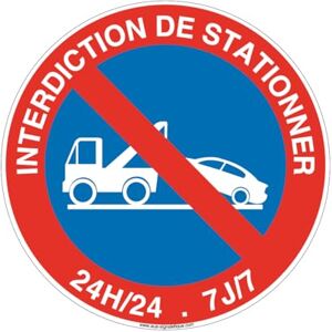 AUA SIGNALETIQUE Panneau Interdiction de Stationner 24H/24 Et 7J/7 Ø 330 Mm, Pvc 1. 5 mm AUA SIGNALETIQUE Panneau Interdiction de Stationner 24H/24 Et 7J/7 Ø 330 Mm, Pvc 1. 5 mm
