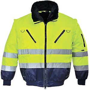Portwest PJ50 Hi-Vis 3-in-1 Pilot Jacket Waterproof Reflective Workwear Coat Detachable Sleeves Fur Liner Multi-Pocket Fleece Lining EN ISO 20471 Certified, Yellow/Navy, S Portwest PJ50 Hi-Vis 3-in-1 Pilot Jacket Waterproof Reflective Workwear Coat Detachable Sleeves Fur Liner Multi-Pocket Fleece Lining EN ISO 20471 Certified, Yellow/Navy, S