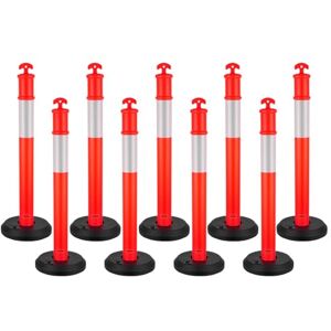 VEVOR 9 Pack Traffic Delineator Posts, 1140 mm Traffic Safety Cones with Fillable Base and Reflective Strips, Heavy Duty Delineator Posts for Construction Site, Parking Lot, Crowd Control, Red VEVOR 9 Pack Traffic Delineator Posts, 1140 mm Traffic Safety Cones with Fillable Base and Reflective Strips, Heavy Duty Delineator Posts for Construction Site, Parking Lot, Crowd Control, Red