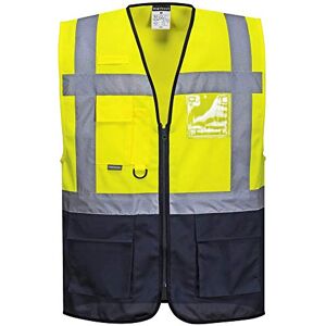 Portwest C476 Warsaw Hi-Vis Contrast Executive Sleeveless Safety Vest with Pockets Reflective High Viz Outdoor Safety Workwear, Yellow/Navy, 4XL Portwest C476 Warsaw Hi-Vis Contrast Executive Sleeveless Safety Vest with Pockets Reflective High Viz Outdoor Safety Workwear, Yellow/Navy, 4XL