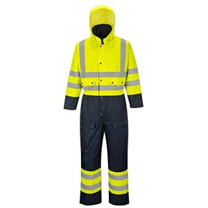 Portwest S485 Men's Hi Vis Winter Work Coveralls Waterproof 300D Polyester Protective Boiler Suit Durable Overalls Thermal Lined Workwear Rain Suit, Yellow/Navy, Medium Portwest S485 Men's Hi Vis Winter Work Coveralls Waterproof 300D Polyester Protective Boiler Suit Durable Overalls Thermal Lined Workwear Rain Suit, Yellow/Navy, Medium