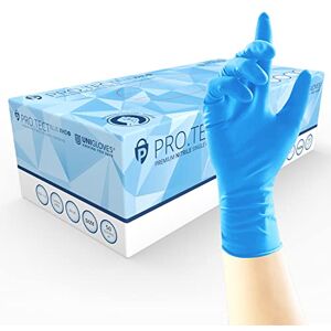 UNIGLOVES PRO.TECT Blue XHD+ Nitrile Disposable Gloves Ultra Heavy Duty, Single Use, Multipurpose, Powder Free Gloves Box of 50 Gloves, Blue, Medium (GA0103) UNIGLOVES PRO.TECT Blue XHD+ Nitrile Disposable Gloves Ultra Heavy Duty, Single Use, Multipurpose, Powder Free Gloves Box of 50 Gloves, Blue, Medium (GA0103)