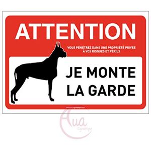 AUA SIGNALETIQUE Panneau Signalisation Attention Chien : Je Monte la Garde 600x420 mm, PVC 1.5mm AUA SIGNALETIQUE Panneau Signalisation Attention Chien : Je Monte la Garde 600x420 mm, PVC 1.5mm