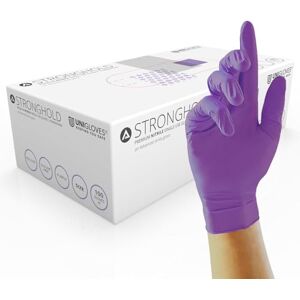UNIGLOVES Stronghold GM0065 Nitrile Examination Multipurpose, Powder Free and Latex Free Disposable Gloves, AQL 0.65, Box of 100 Gloves, Purple, Extra Large UNIGLOVES Stronghold GM0065 Nitrile Examination Multipurpose, Powder Free and Latex Free Disposable Gloves, AQL 0.65, Box of 100 Gloves, Purple, Extra Large