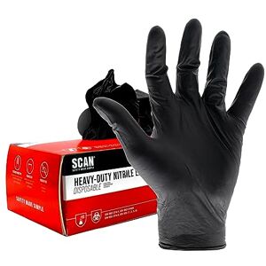 Scan SCAGLODNHDL Heavy-Duty Nitrile Gloves Disposable Black Large 100 Pack Scan SCAGLODNHDL Heavy-Duty Nitrile Gloves Disposable Black Large 100 Pack