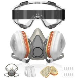 MONOJOY Face Mask with A1P2 Certified Filter, Safety Reusable Dust Respirator Masks for Sanding, Spray Painting, Chemical, DIY, Includes Protective Glasses & 10 Replacement Filters MONOJOY Face Mask with A1P2 Certified Filter, Safety Reusable Dust Respirator Masks for Sanding, Spray Painting, Chemical, DIY, Includes Protective Glasses & 10 Replacement Filters
