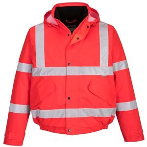 Portwest S463 Men's Hi-Vis Winter Bomber Jacket Waterproof Safety Cold Protection EN342 Certified Reflective Tape Texpel Eco Fabric Multiple Pockets Pack Away Hood, Red, M Portwest S463 Men's Hi-Vis Winter Bomber Jacket Waterproof Safety Cold Protection EN342 Certified Reflective Tape Texpel Eco Fabric Multiple Pockets Pack Away Hood, Red, M