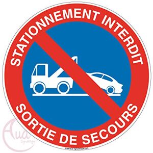 AUA SIGNALETIQUE Panneau Stationnement Interdit Sortie de Secours Ø 450 mm, PVC 1.5mm AUA SIGNALETIQUE Panneau Stationnement Interdit Sortie de Secours Ø 450 mm, PVC 1.5mm
