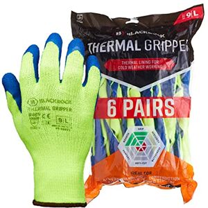 Blackrock Pack of 6 Thermal Insulated Heavy Duty Latex Coated Gripper Safety Work Gloves, Mens Womens Working Grip, For Cold Storage, Handling, Railways, Agriculture, Building & Construction Size XL Blackrock Pack of 6 Thermal Insulated Heavy Duty Latex Coated Gripper Safety Work Gloves, Mens Womens Working Grip, For Cold Storage, Handling, Railways, Agriculture, Building & Construction Size XL