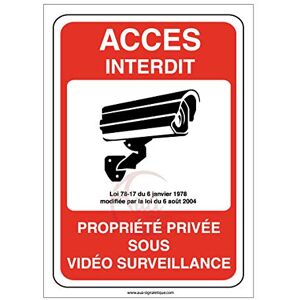 AUA SIGNALETIQUE Panneau Propriété Privée sous Surveillance Vidéo Accès Interdit 210x300 mm, Aluminium Dibond 3mm AUA SIGNALETIQUE Panneau Propriété Privée sous Surveillance Vidéo Accès Interdit 210x300 mm, Aluminium Dibond 3mm