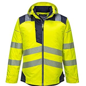 Portwest T400 Men's PW3 Lightweight Hi Vis Hooded Work Jacket Reflective Full Zip Safety Utility Quilt Lined Waterproof Workwear Yellow/Navy, Medium Portwest T400 Men's PW3 Lightweight Hi Vis Hooded Work Jacket Reflective Full Zip Safety Utility Quilt Lined Waterproof Workwear Yellow/Navy, Medium
