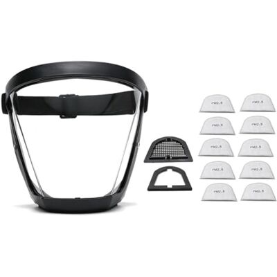 Junterone Protective Work Mask Full Protection Mask Transparent Dust Protection with 10 Filters Black Junterone Protective Work Mask Full Protection Mask Transparent Dust Protection with 10 Filters Black