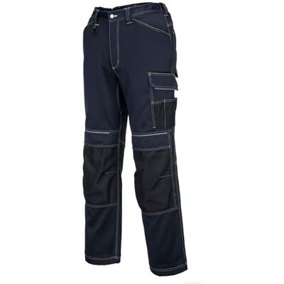 Portwest T601 PW3 Work Trousers Contrast Colour Stitching Drawstring Waist Navy/Black, 32 Waist, EN 14404, UPF 40+, Straight Fit, Durable Polycotton Fabric, Reflective Piping, Adjustable Hem, Workwear Portwest T601 PW3 Work Trousers Contrast Colour Stitching Drawstring Waist Navy/Black, 32 Waist, EN 14404, UPF 40+, Straight Fit, Durable Polycotton Fabric, Reflective Piping, Adjustable Hem, Workwear