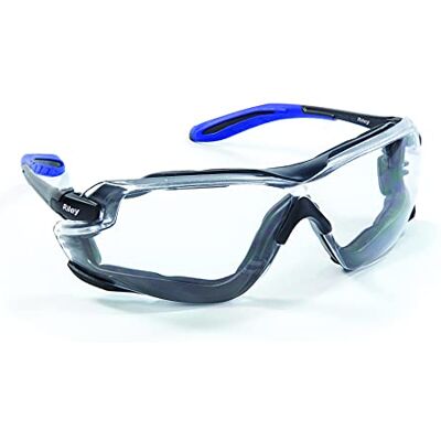 Riley Quadro Protective Safety Glasses for Work – Lightweight Sports Style UV Resistant Clear Safety Goggles with Panoramic Lens Riley Quadro Protective Safety Glasses for Work – Lightweight Sports Style UV Resistant Clear Safety Goggles with Panoramic Lens