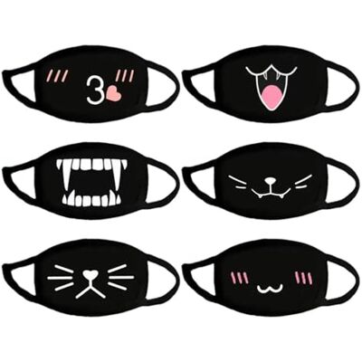 FFDHWU 6 Pieces of Cute Masks, Dust Masks, Creative Pattern Masks, Protective Masks, Cartoon Masks, Reusable Masks FFDHWU 6 Pieces of Cute Masks, Dust Masks, Creative Pattern Masks, Protective Masks, Cartoon Masks, Reusable Masks