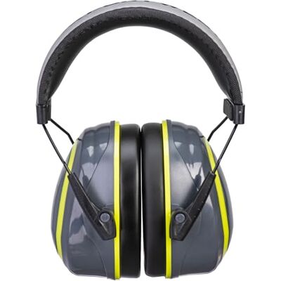 Portwest PW73 HV Extreme Ear Defenders Medium Attenuation Grey/Yellow, One Size, Padded Headband, Dual Pin Adjustable Cups, Reflective Trim, Comfortable Fit, Certified Portwest PW73 HV Extreme Ear Defenders Medium Attenuation Grey/Yellow, One Size, Padded Headband, Dual Pin Adjustable Cups, Reflective Trim, Comfortable Fit, Certified