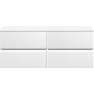 Hudson Reed URB104W2 Urban Modern Bathroom Wall Hung 4 Drawer Vanity Unit with Colour Match Worktop, 1200mm, Satin White Hudson Reed URB104W2 Urban Modern Bathroom Wall Hung 4 Drawer Vanity Unit with Colour Match Worktop, 1200mm, Satin White