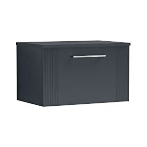 nuie DPF1494W Deco Modern Bathroom Wall Hung 1 Drawer Part Fluted Vanity Basin Unit with Worktop, Satin Anthracite nuie DPF1494W Deco Modern Bathroom Wall Hung 1 Drawer Part Fluted Vanity Basin Unit with Worktop, Satin Anthracite