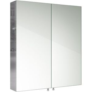 iBathUK Vienna Wall Mounted Mirror Cabinet, Modern Double Door Bathroom Mirror Storage Unit with 2 Fixed Shelves, Plain Cabinet Mirror for Bathrooms with Portrait Orientation in Silver, 670 x 600mm iBathUK Vienna Wall Mounted Mirror Cabinet, Modern Double Door Bathroom Mirror Storage Unit with 2 Fixed Shelves, Plain Cabinet Mirror for Bathrooms with Portrait Orientation in Silver, 670 x 600mm