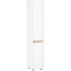 kleankin Tall Bathroom Cabinet with Adjustable Shelves, 5-Tier Modern Freestanding Tallboy with Storage Cabinets, White kleankin Tall Bathroom Cabinet with Adjustable Shelves, 5-Tier Modern Freestanding Tallboy with Storage Cabinets, White