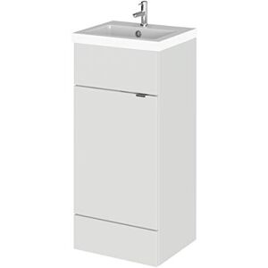 Hudson Reed CBI423 Fusion Floor Standing Bathroom Vanity Basin Sink Unit with Storage, 400mm, Gloss Grey Hudson Reed CBI423 Fusion Floor Standing Bathroom Vanity Basin Sink Unit with Storage, 400mm, Gloss Grey