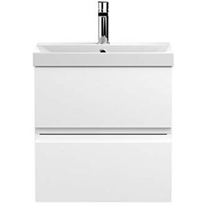 Hudson Reed URB102D Urban Modern Bathroom Wall Hung Vanity Basin Unit with 2 Soft Close Drawers and Ceramic 50mm Profile Sink, 500mm, Satin White Hudson Reed URB102D Urban Modern Bathroom Wall Hung Vanity Basin Unit with 2 Soft Close Drawers and Ceramic 50mm Profile Sink, 500mm, Satin White