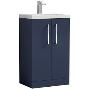 nuie PAL034E Arno Compact Modern Bathroom Floor Standing 2 Soft Close Door Cloakroom Vanity Unit with Ceramic Basin, 500mm, Midnight Blue nuie PAL034E Arno Compact Modern Bathroom Floor Standing 2 Soft Close Door Cloakroom Vanity Unit with Ceramic Basin, 500mm, Midnight Blue