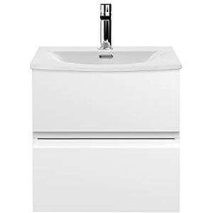 Hudson Reed URB102G Urban Modern Bathroom Wall Hung 2 Soft Close Drawers Vanity Unit with Round Ceramic Basin with 30mm Profile, 500mm, Satin White Hudson Reed URB102G Urban Modern Bathroom Wall Hung 2 Soft Close Drawers Vanity Unit with Round Ceramic Basin with 30mm Profile, 500mm, Satin White